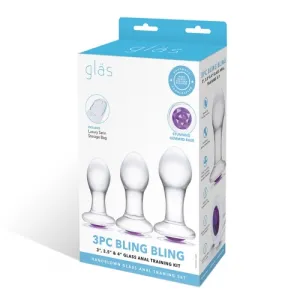 3PC BLING BLING 3 / 3.5/ 4 GLASS ANAL TRAINING SET