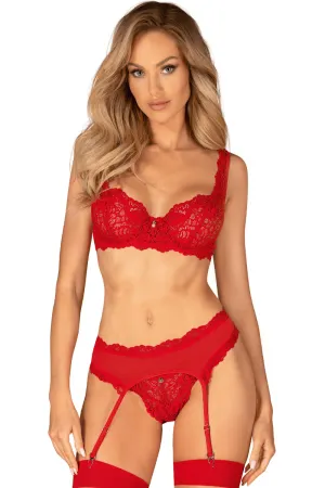 Amor Cherris Bra. Thong & Suspender