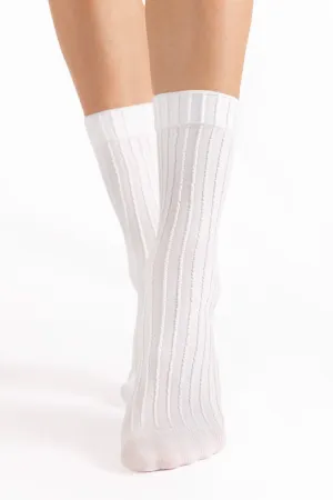 Basico Striped Socks 40 Denier in White