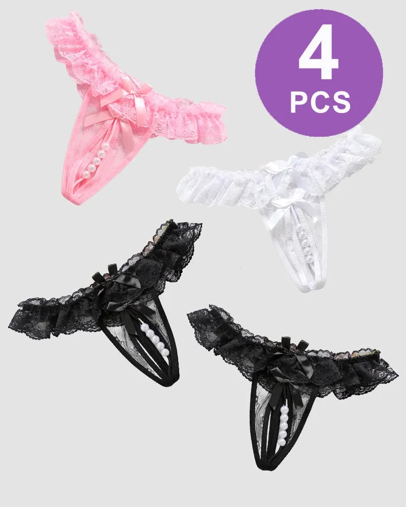 Beaded Lace Crotchless Panty