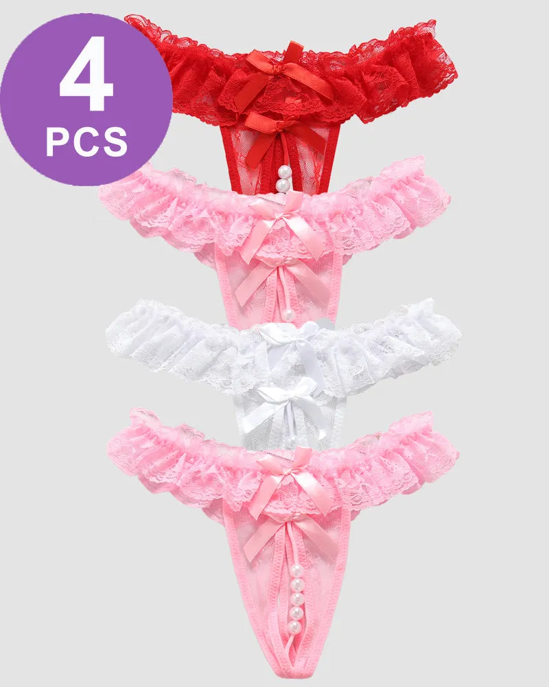 Beaded Lace Crotchless Panty