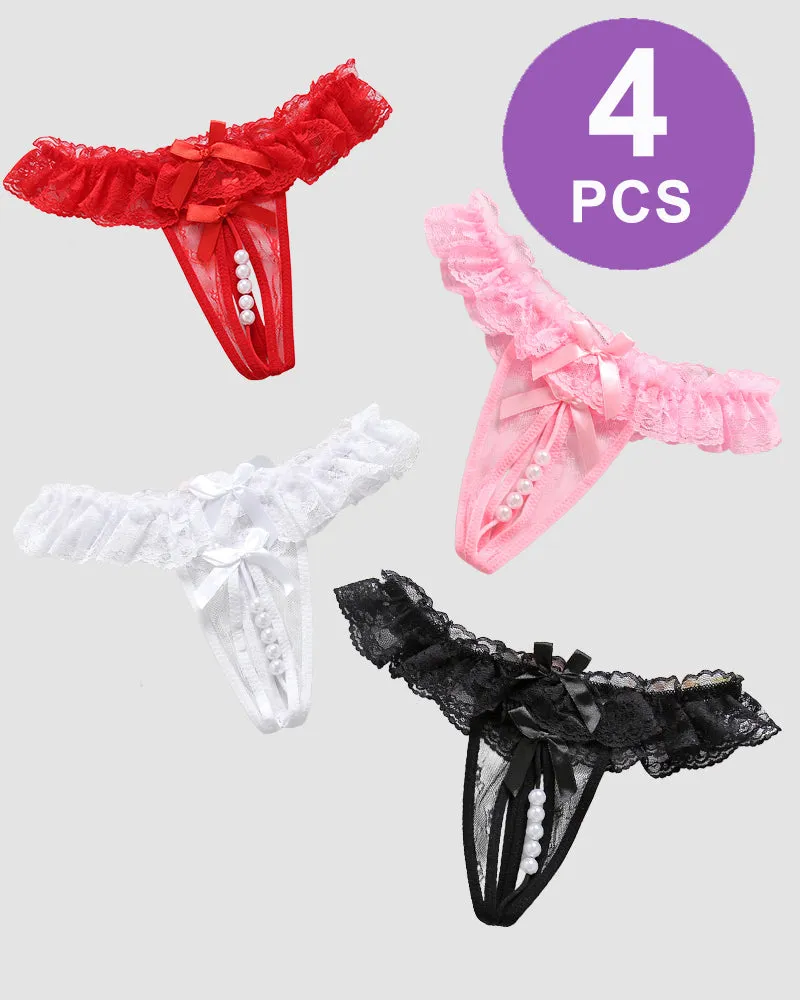Beaded Lace Crotchless Panty
