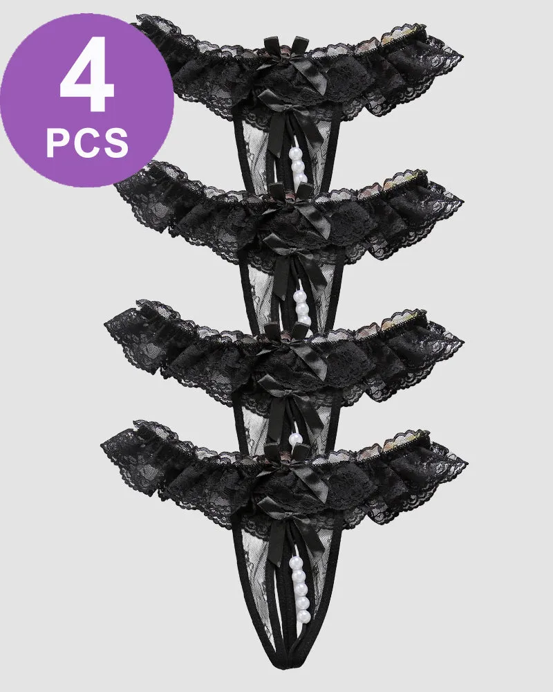 Beaded Lace Crotchless Panty