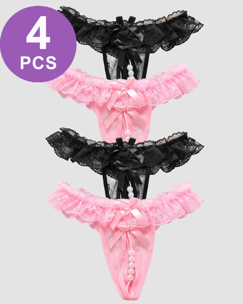 Beaded Lace Crotchless Panty