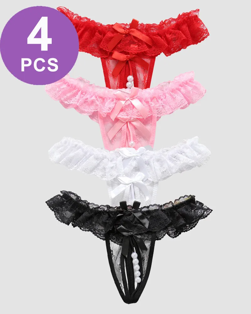 Beaded Lace Crotchless Panty