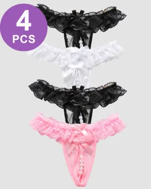 Beaded Lace Crotchless Panty
