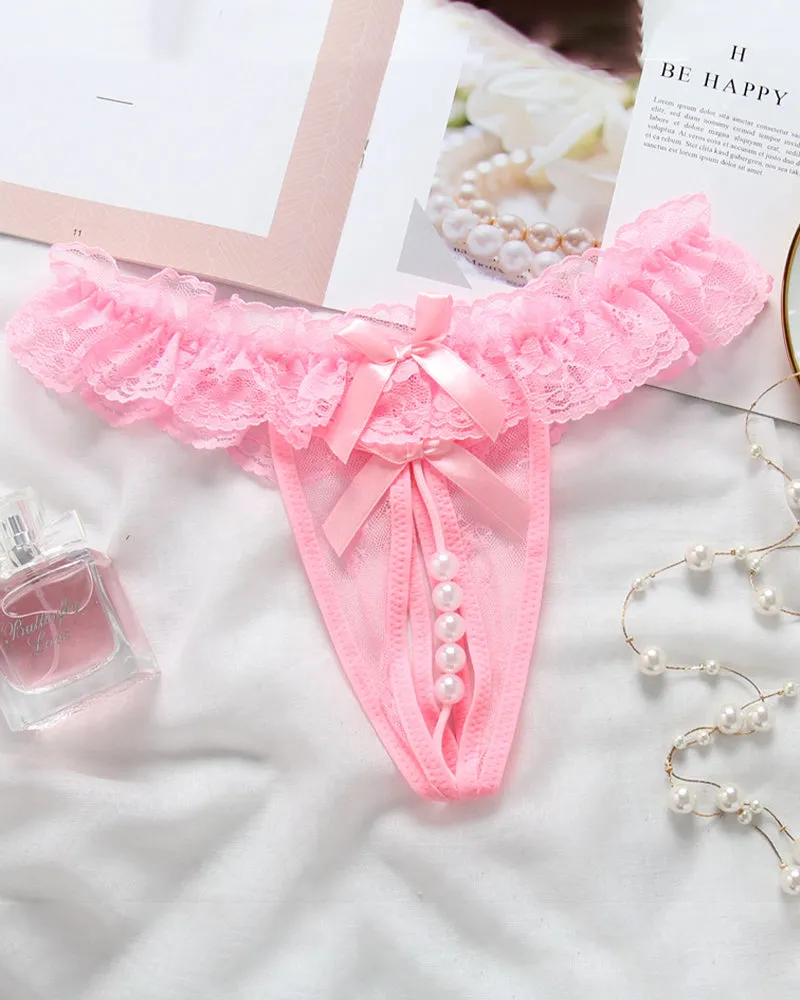 Beaded Lace Crotchless Panty
