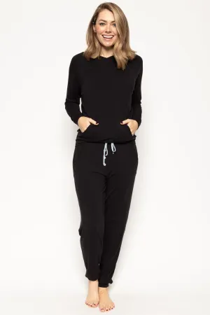 Beth Black Jersey Pants. Size UK 8
