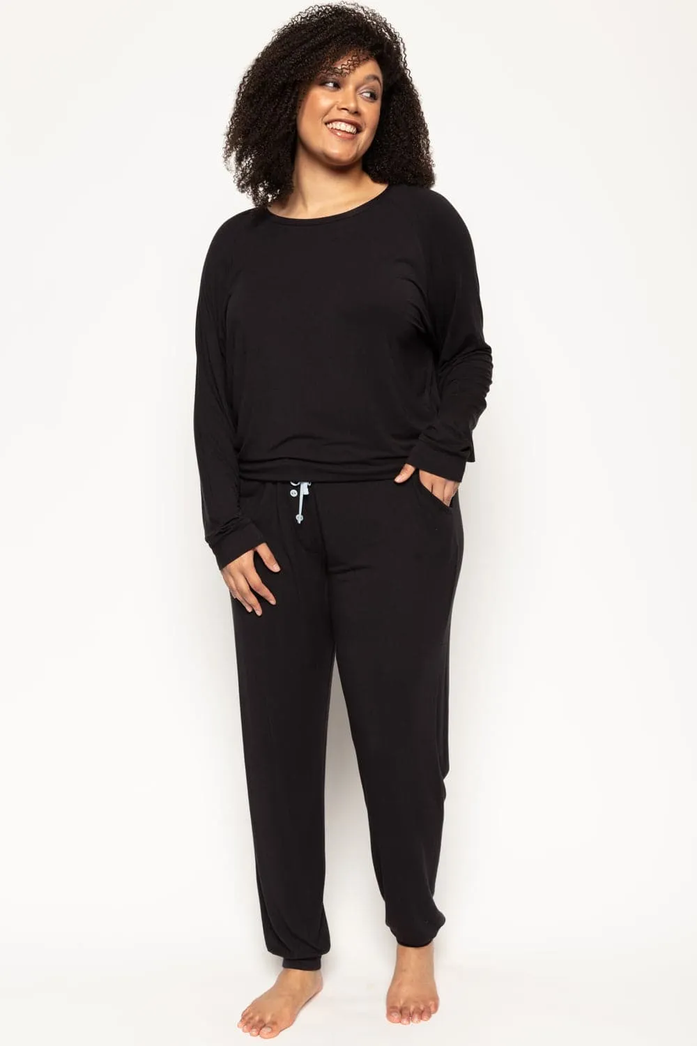 Beth Black Jersey Pants. Size UK 8