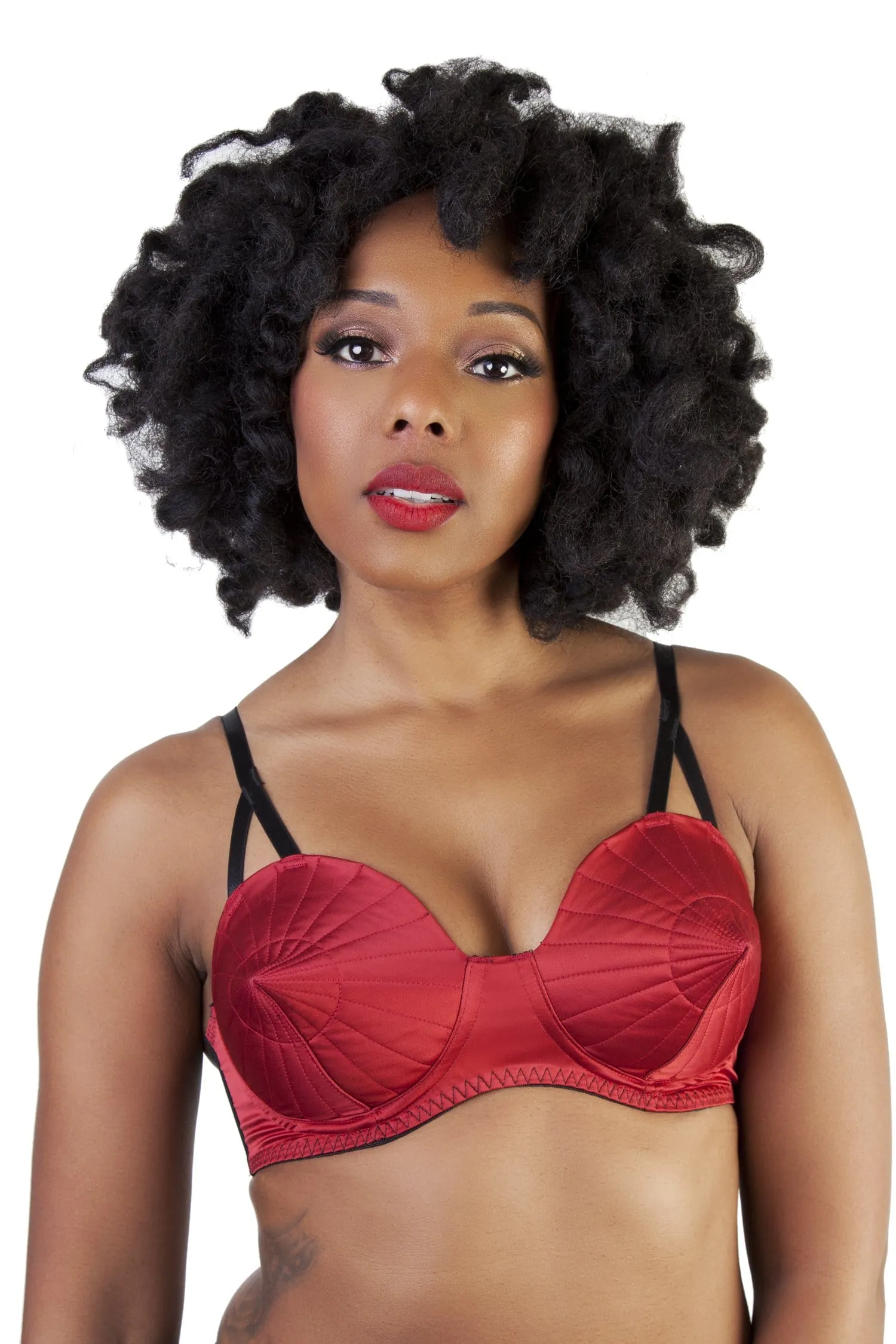 Bettie Page Dark Red Retro Futuristic Bullet Bra