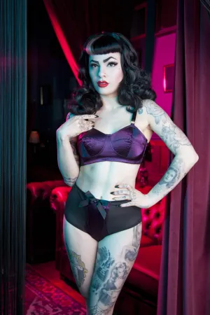 Bettie Page Plum Z Stitch High Waist Brief