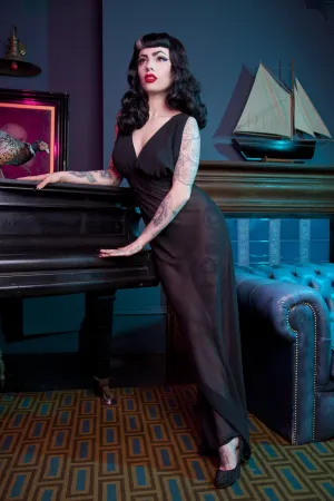 Bettie Page Vintage chiffon chemise black