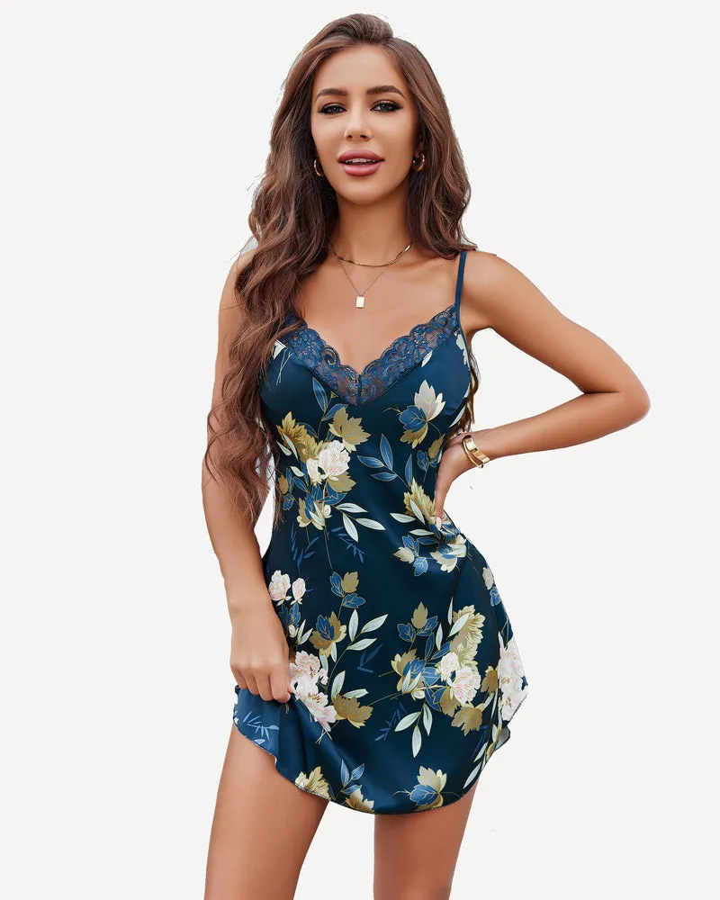 Christmas Satin Lace Full Slip Dress