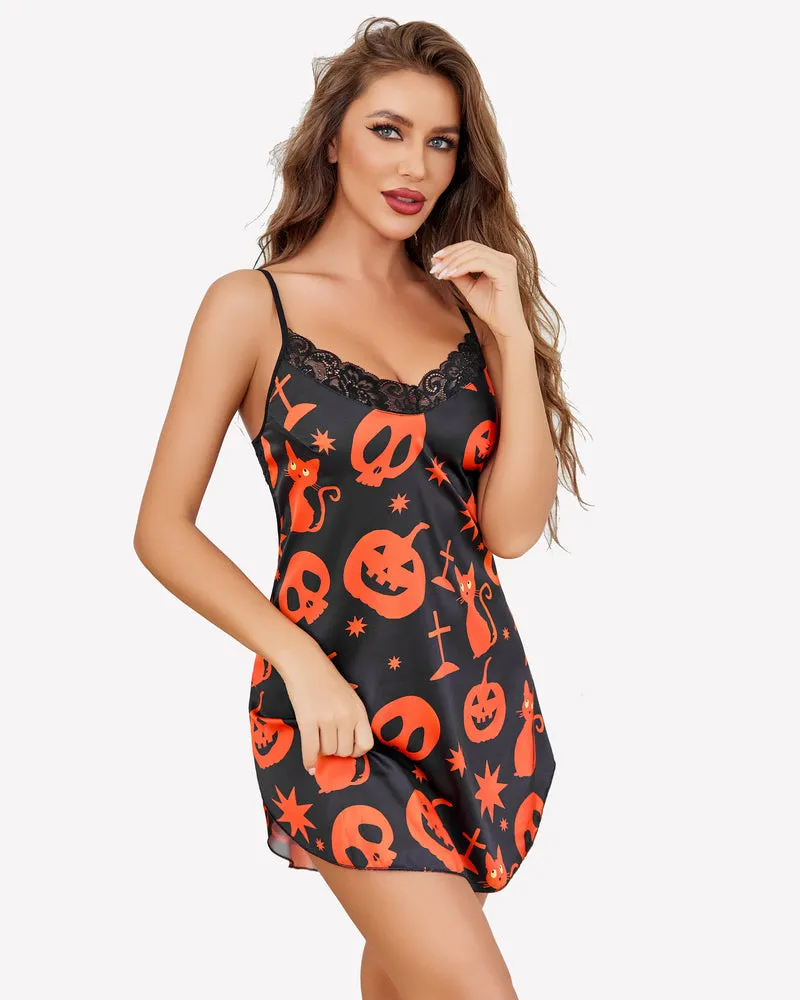 Christmas Satin Lace Full Slip Dress