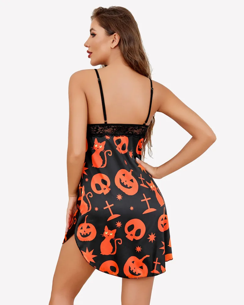 Christmas Satin Lace Full Slip Dress