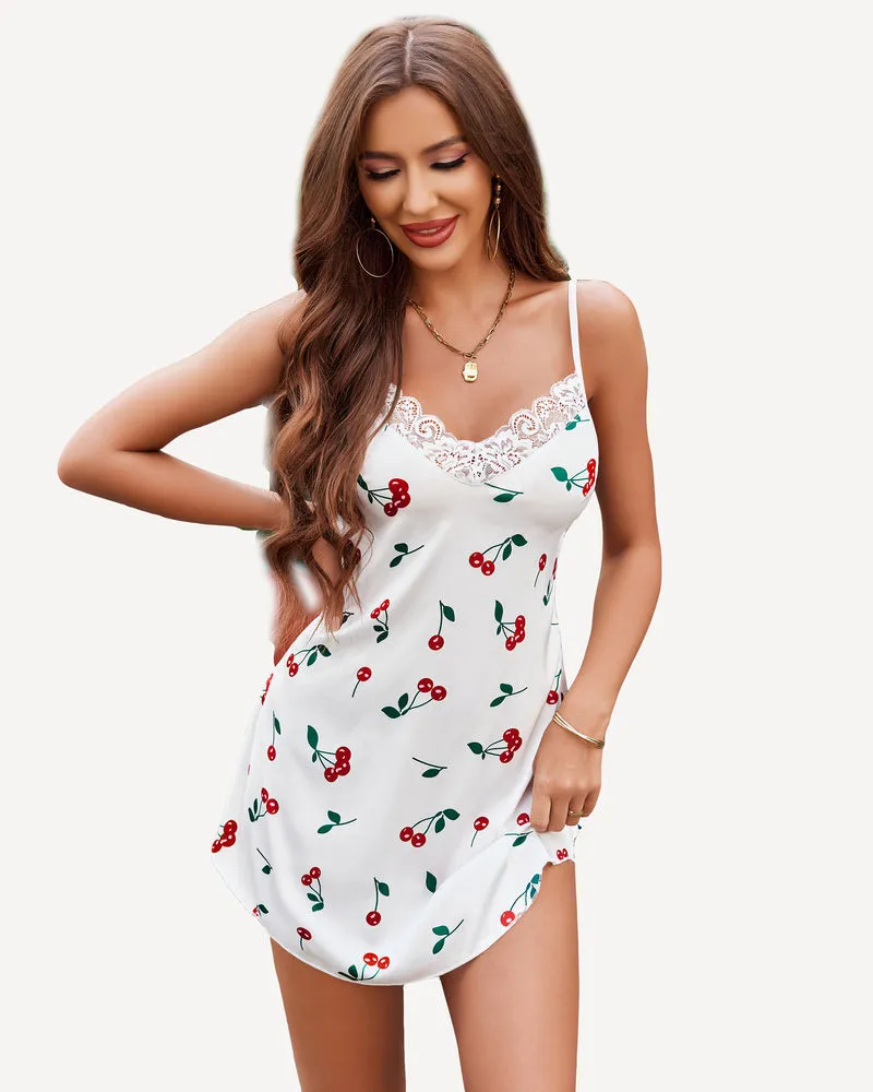 Christmas Satin Lace Full Slip Dress