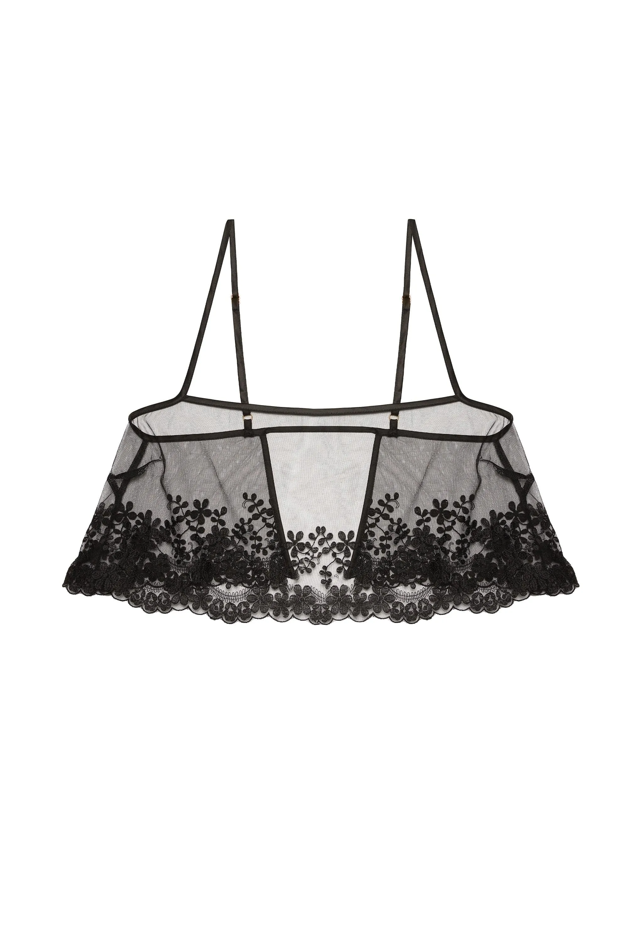 Faith Black Sheer Embroidered Cami and Short Set