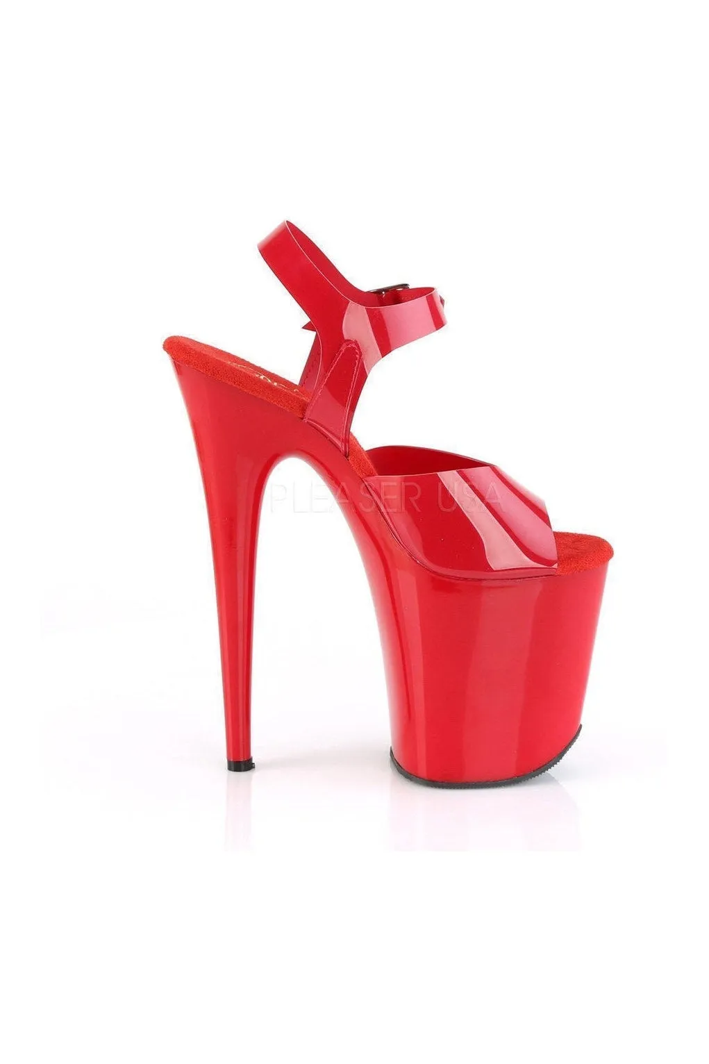 FLAMINGO-808N Platform Sandal | Red Faux Leather