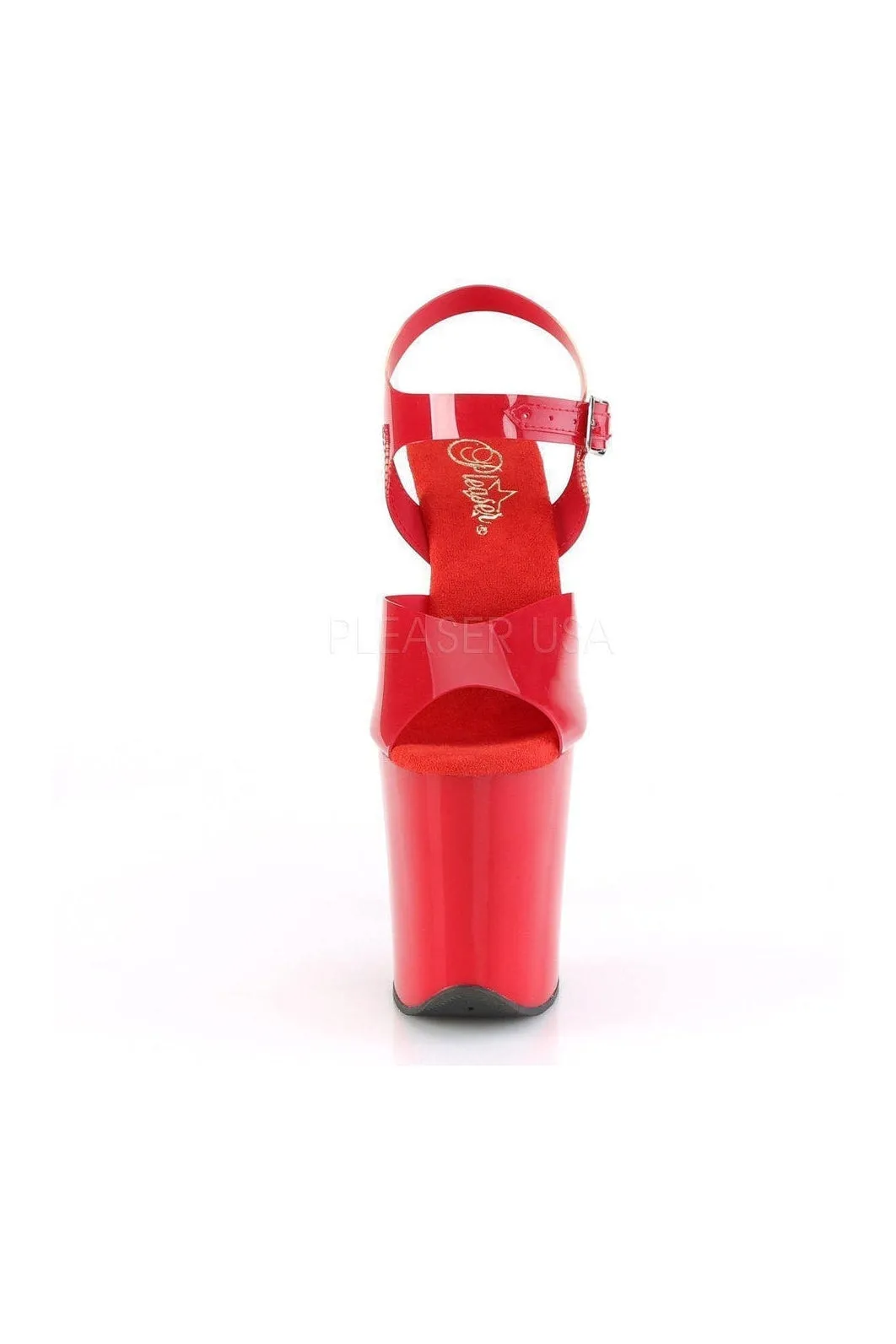 FLAMINGO-808N Platform Sandal | Red Faux Leather