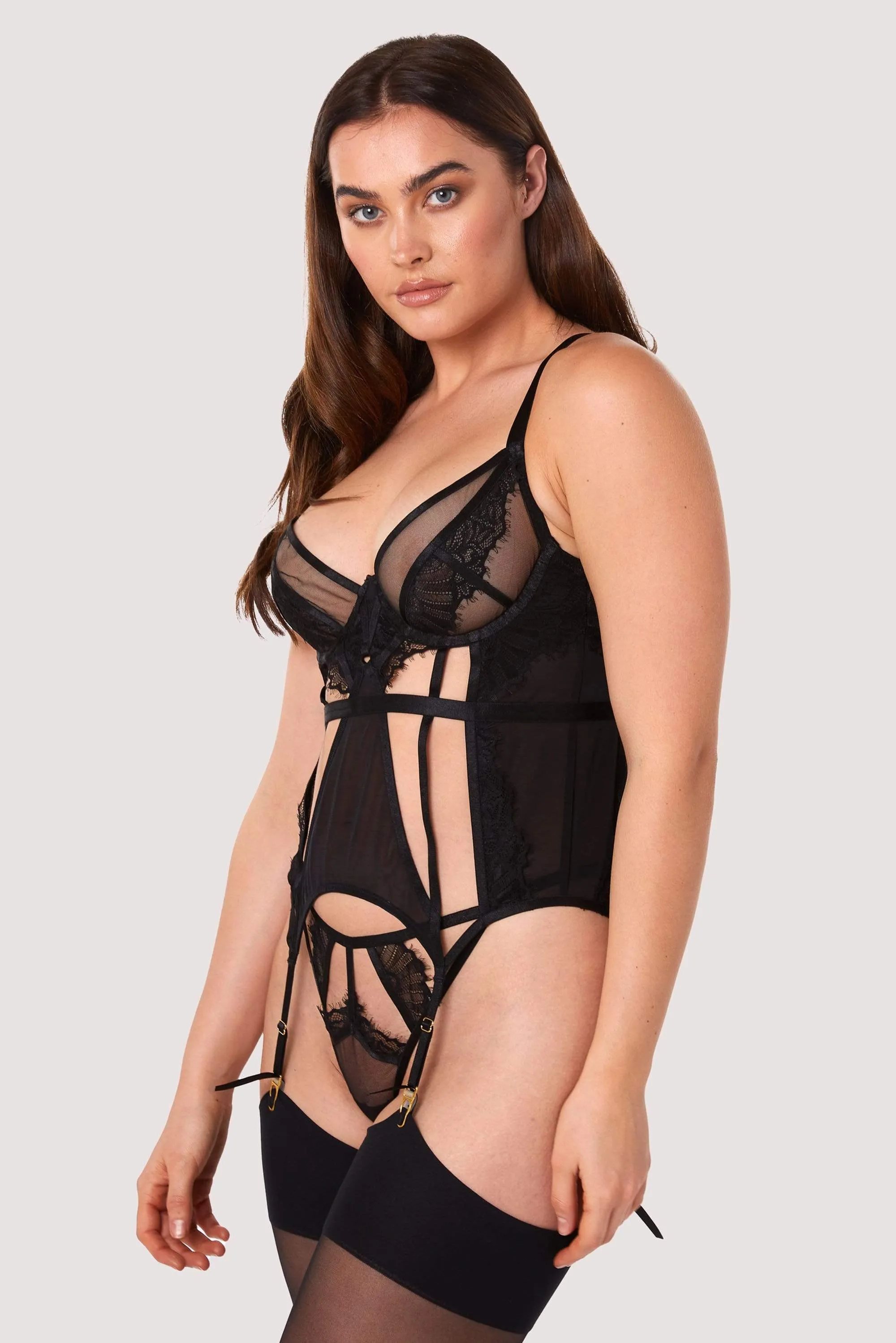 Fleur Black Caged Lace Basque