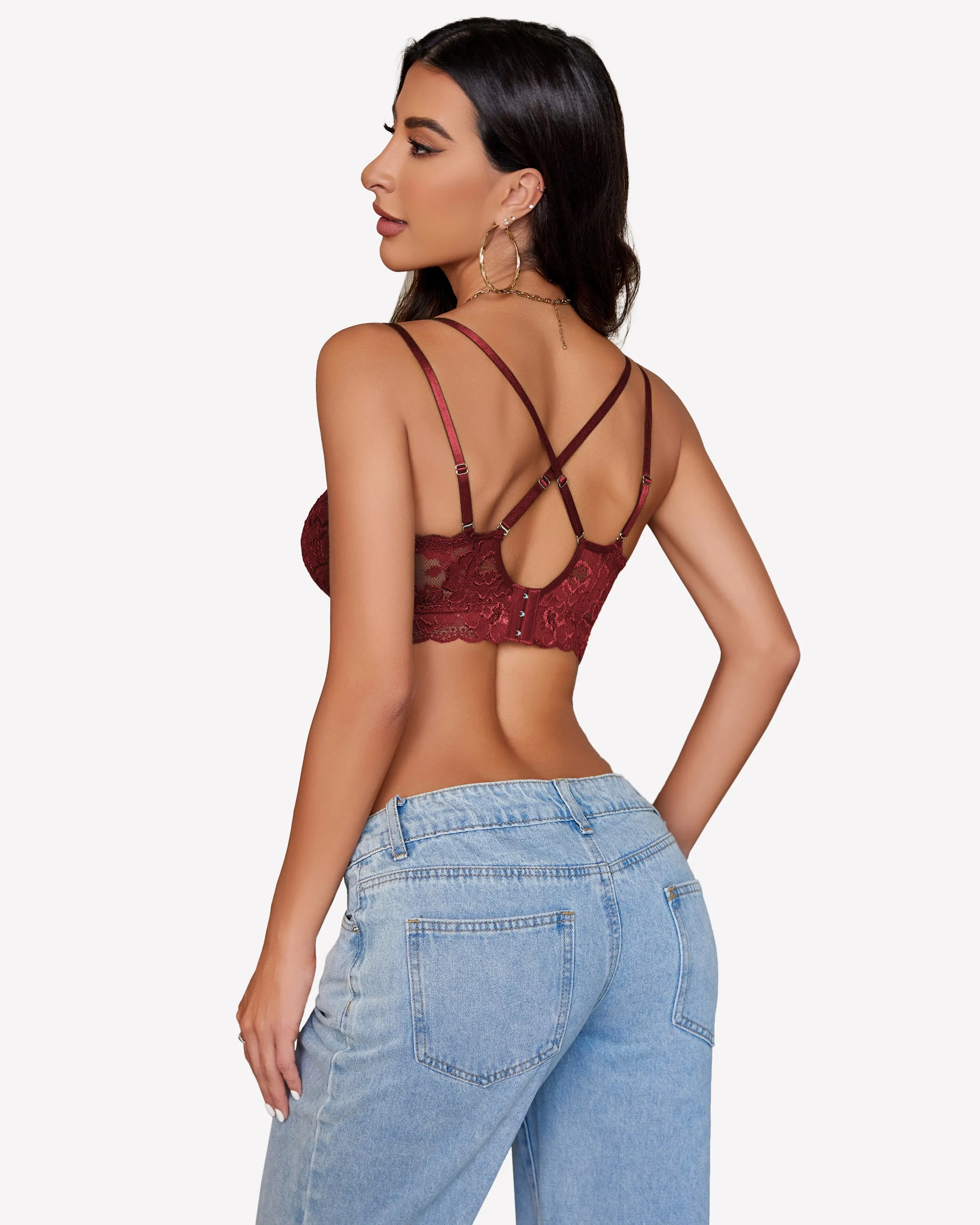 Floral Lace Bralettes Deep V Sexy Bras