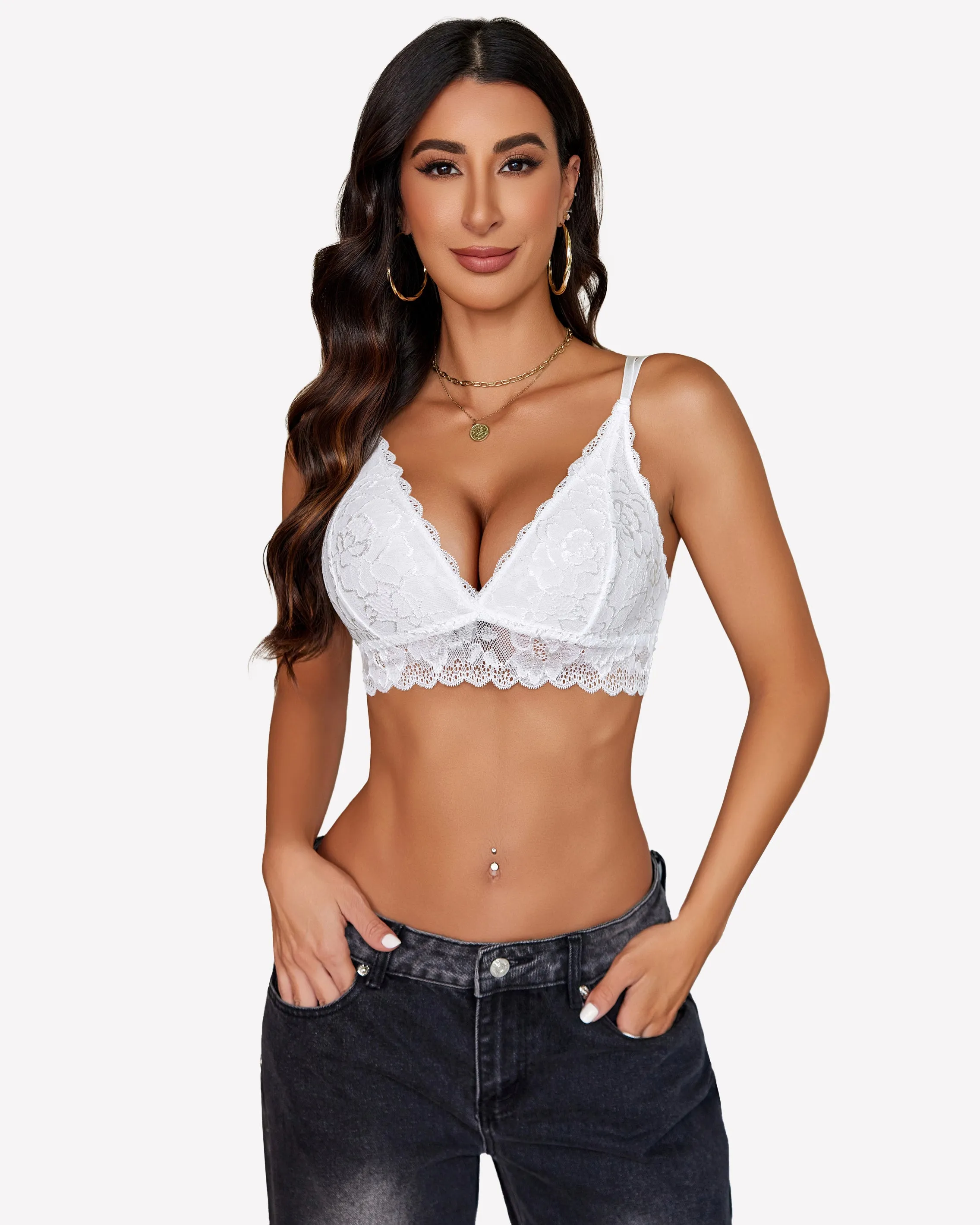 Floral Lace Bralettes Deep V Sexy Bras