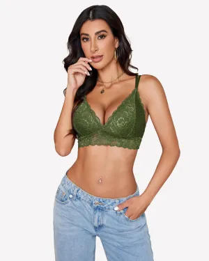 Floral Lace Bralettes Deep V Sexy Bras