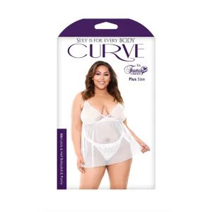 Isla Babydoll & Panty Set- White- 3X/4X