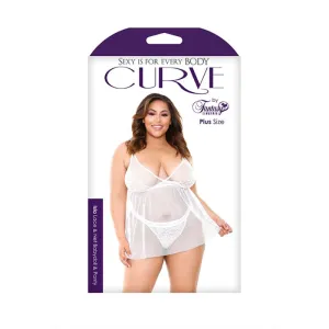ISLA LACE & NET BABYDOLL WITH MATCHING PANTY L/XL WHITE