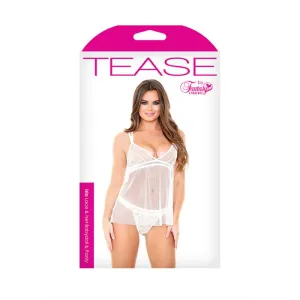 ISLA LACE & NET BABYDOLL WITH MATCHING PANTY S/M WHITE