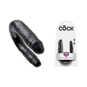 King Cock U Shaped Double Trouble Black Small Dildo
