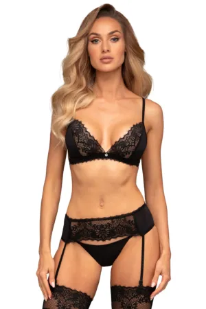 Maderris Bra. Thong & Suspender