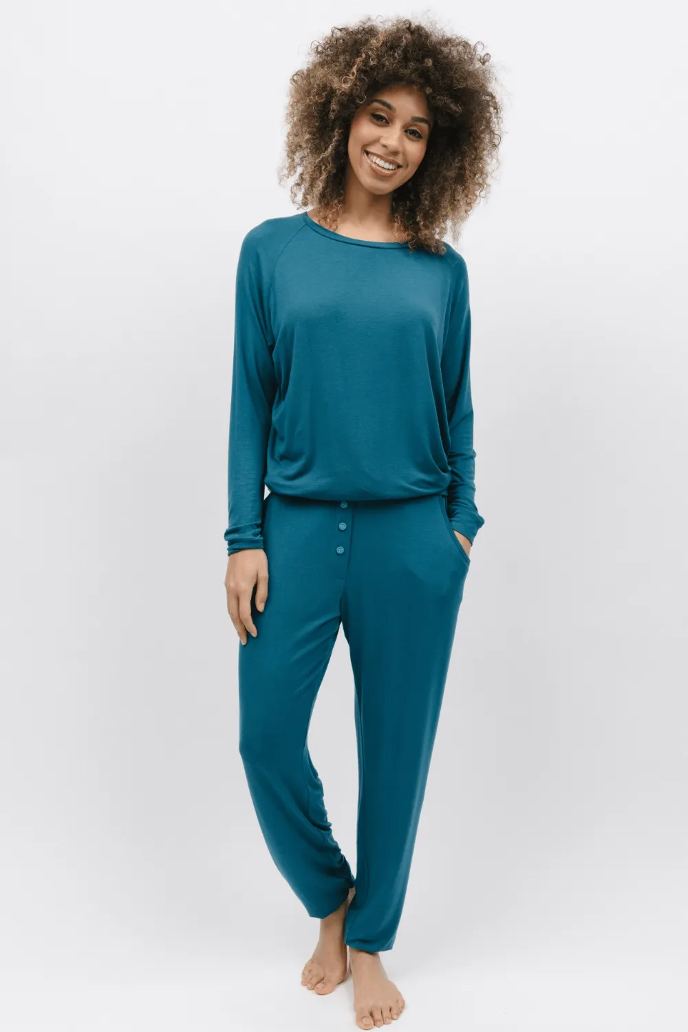 Maple Teal Jersey Pants. Size UK 8