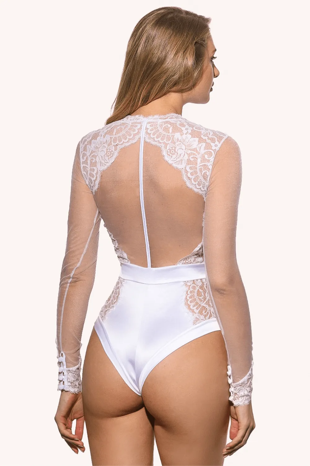 Marlene Brazilian Body with Swarovski Crystals in White. Size L (UK 12)