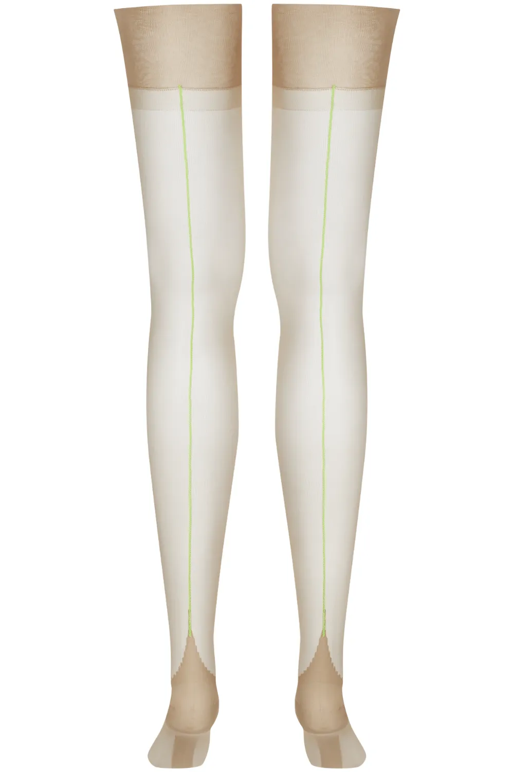 Neon Green Seamed Nylon Stockings Nude