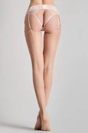 Nude Cut & Curled Pink Seam Stockings 20 Denier