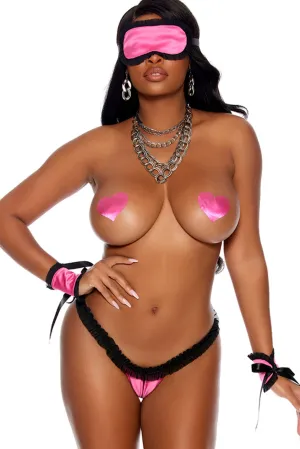 PASTIES. PANTY. EYE MASK WITH WRIST CUFFS SET
