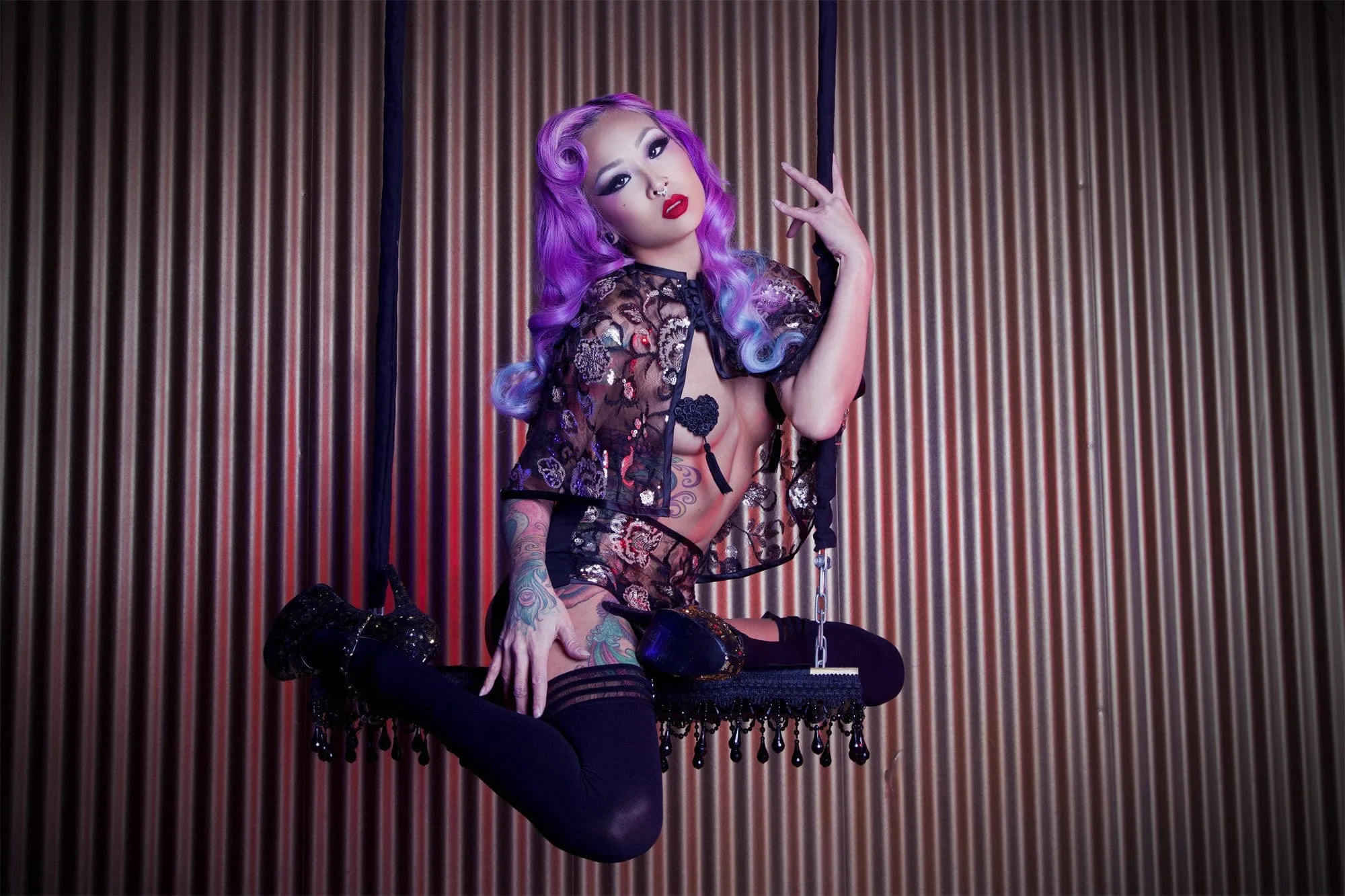 Peek & Beau - Anna Sequin Suspender Belt