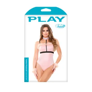 Purrfect Pussycat Costume Set; Ear Headband. Teddy with Detachable Rhinestone Choker. and Furry Wristlets