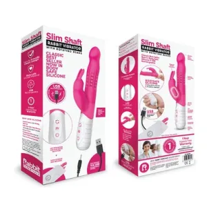 Rabbit Essentials Rechargeable Slim Shaft Rabbit - Hot Pink