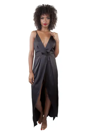 Reina Black Satin Chemise
