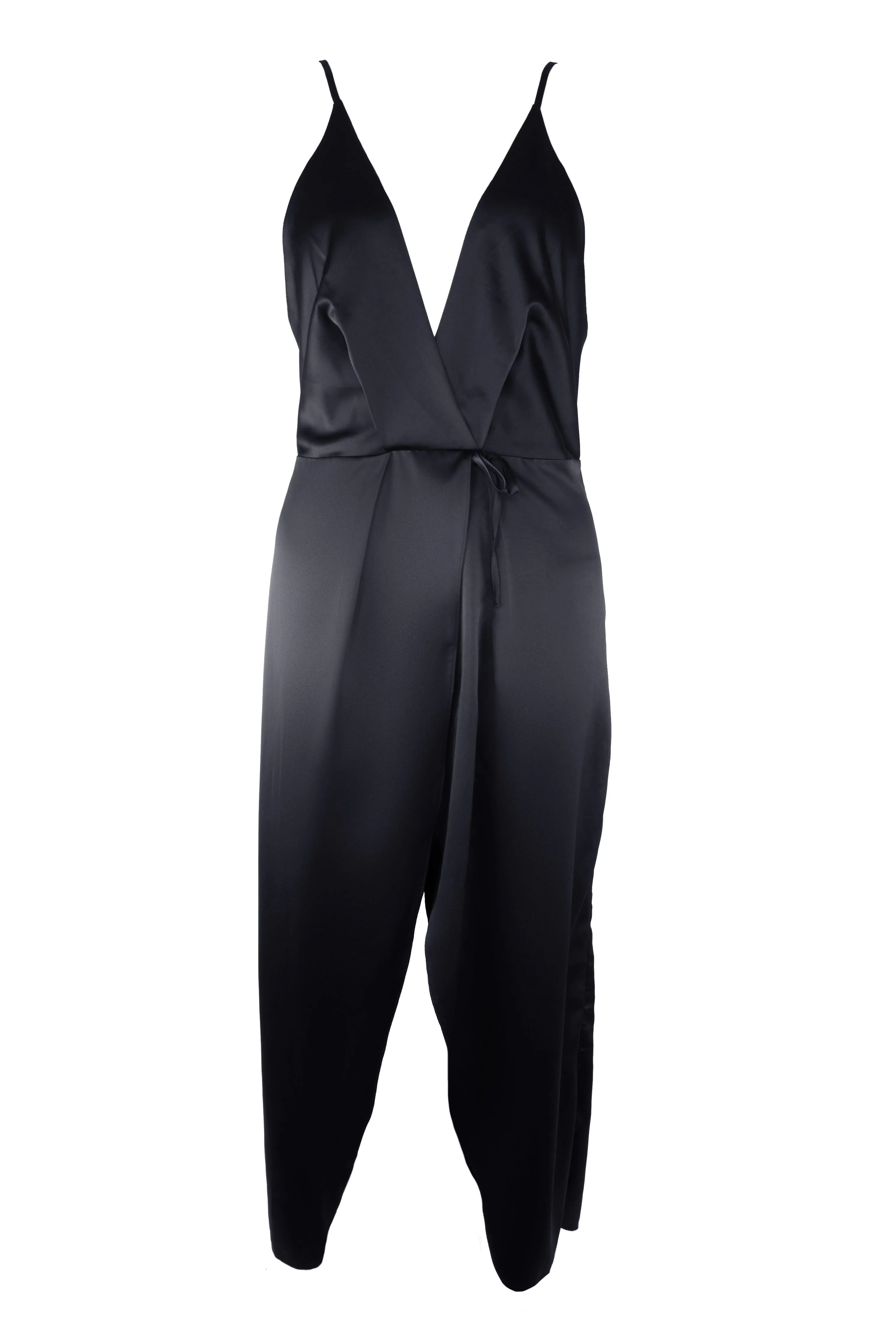 Reina Black Satin Chemise