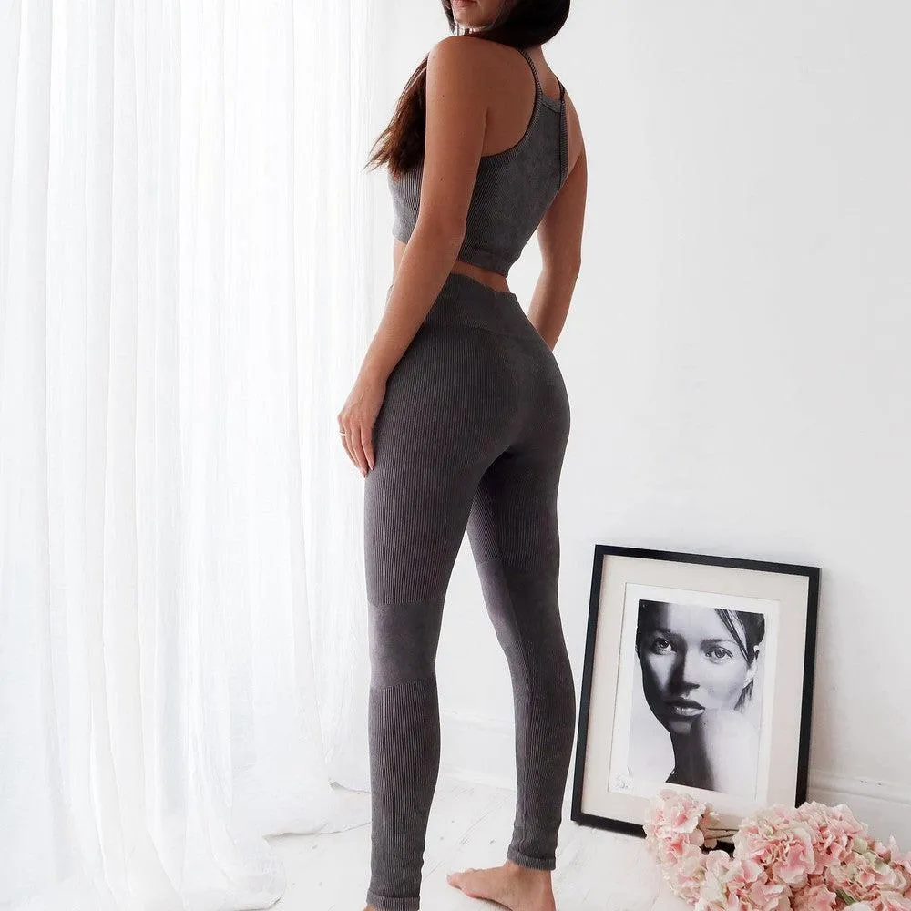 Ribbed Cropped Tank Top - Grey