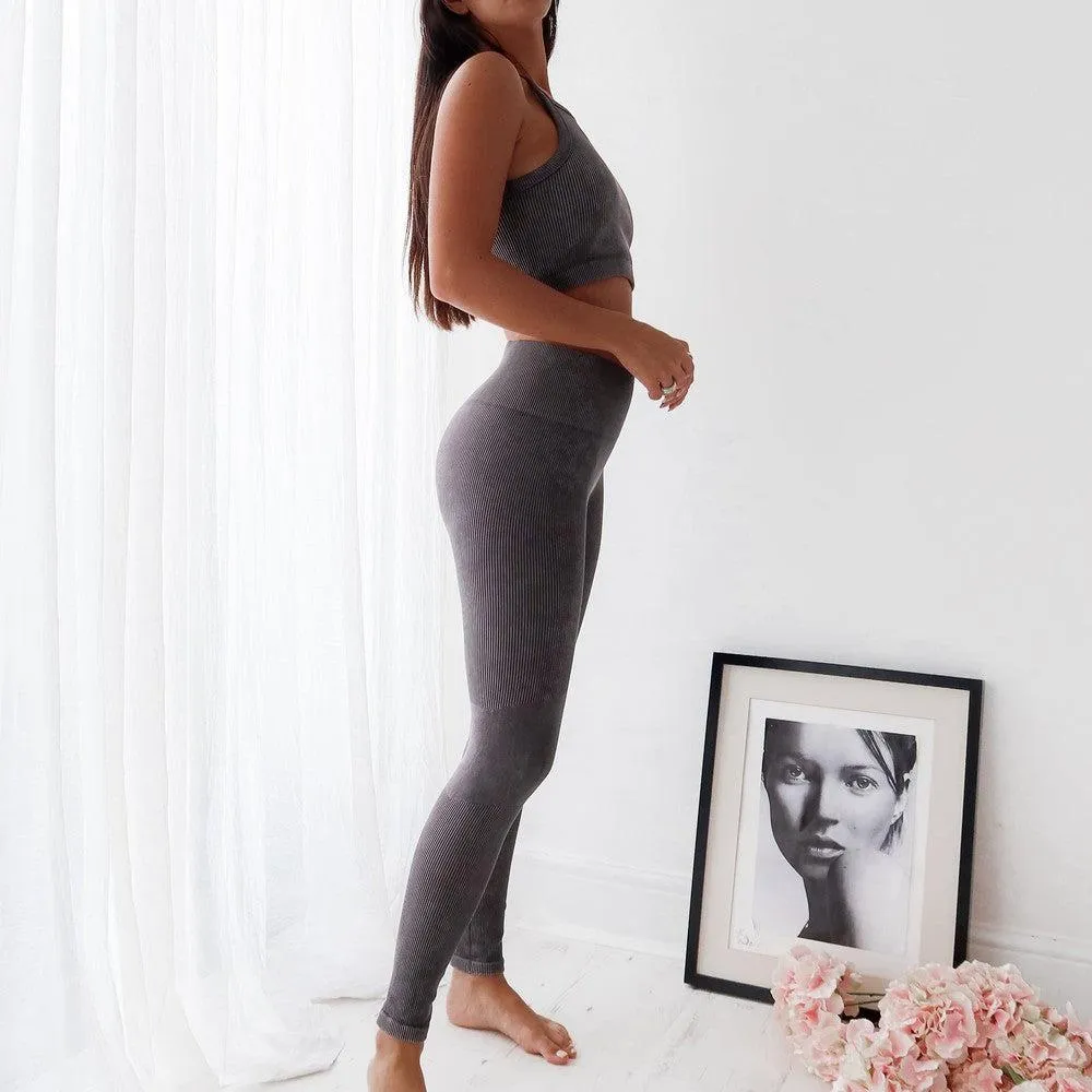 Ribbed Cropped Tank Top - Grey
