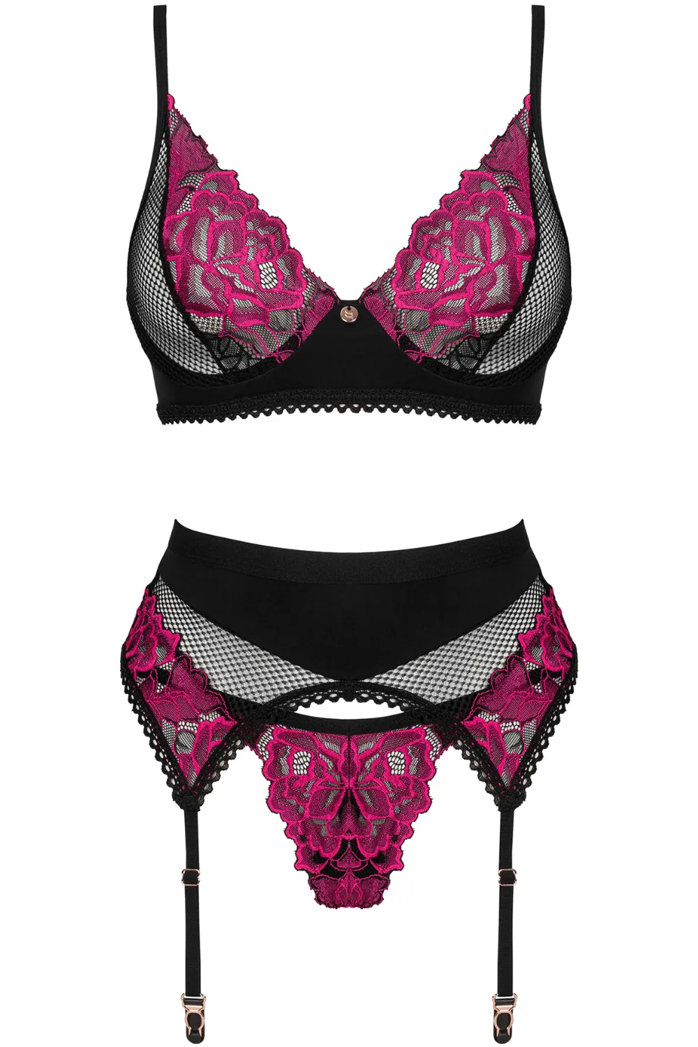 Rosenty Bra. Thong & Suspender
