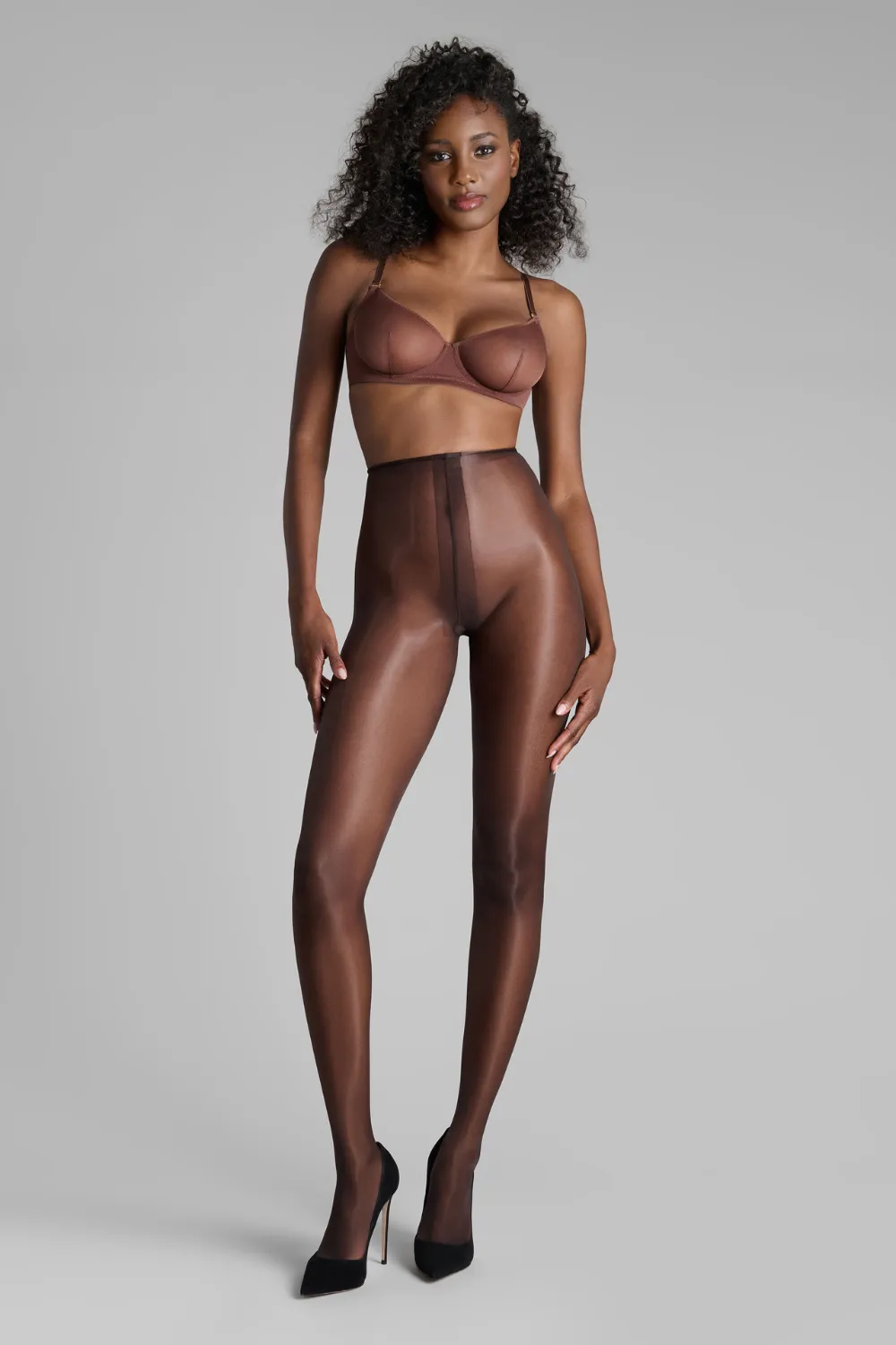 Satin Tights Brown 10 Denier