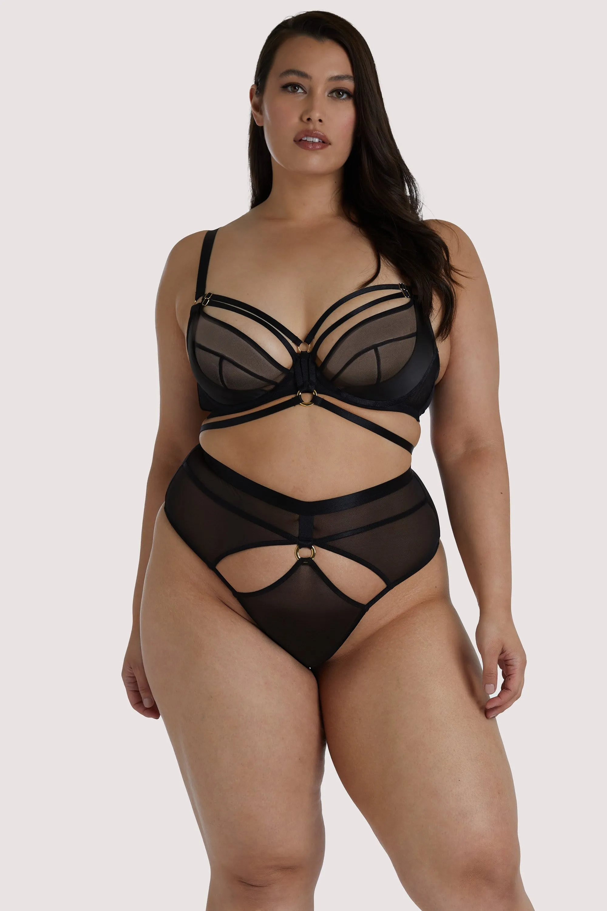 Sierra Black Gold Ring Curve Bra