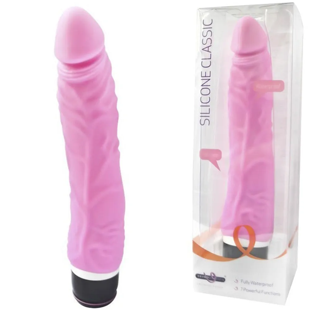 Silicone Classic Thin Veined Vibrator Pink