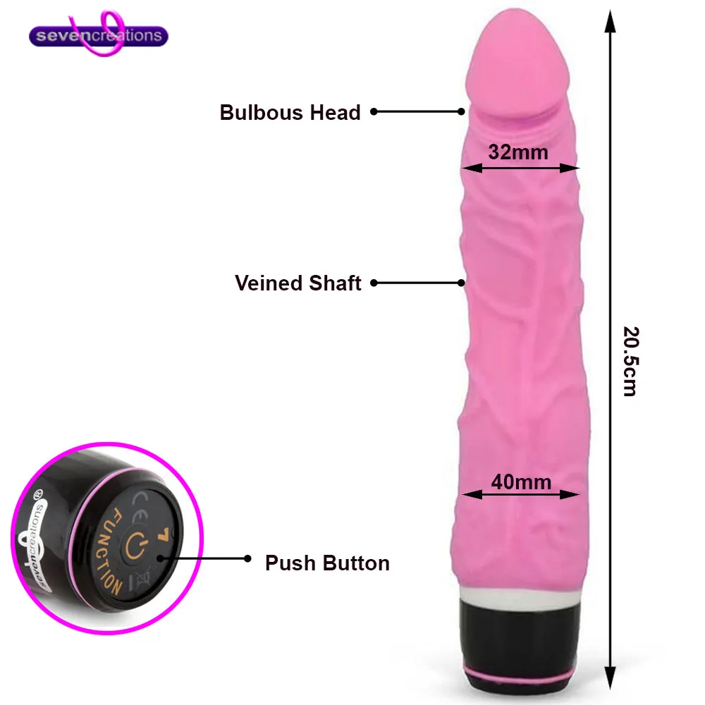 Silicone Classic Thin Veined Vibrator Pink