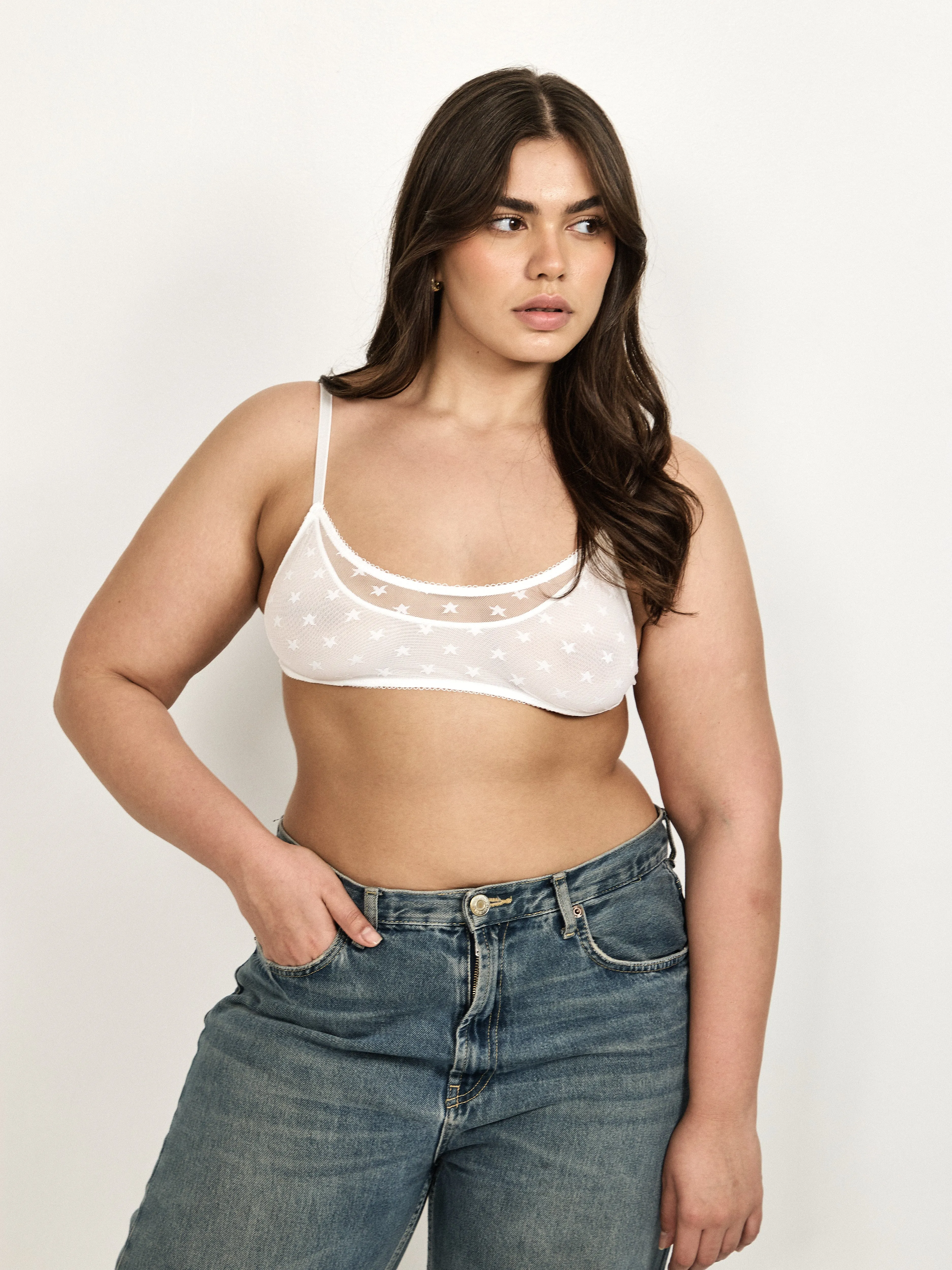 Star Lace Bralette- White